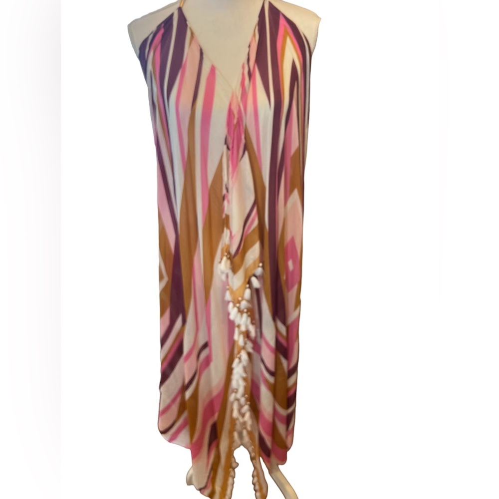 Pool to Party Subtle Luxury Swim Cover Up Dress One Size Halter Neck Low Back